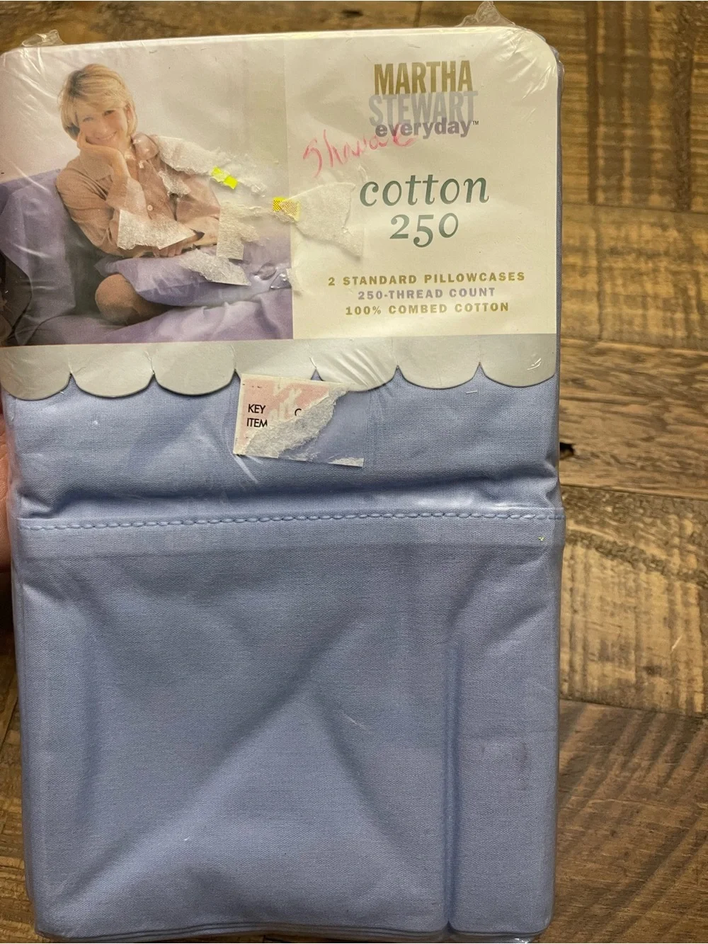 VTG Martha Stewart Everyday Light Blue Scalloped Pillowcases 250TC 100% Cotton